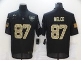 Wholesale Cheap Men's Kansas City Chiefs #87 Travis Kelce Black Camo 2020 Salute To Service Stitched NFL Nike Limited Jersey