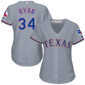 Wholesale Cheap Rangers #34 Nolan Ryan Grey Road Women\'s Stitched MLB Jersey