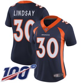 Wholesale Cheap Nike Broncos #30 Phillip Lindsay Navy Blue Alternate Women\'s Stitched NFL 100th Season Vapor Limited Jersey