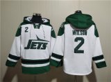 Wholesale Cheap Men's New York Jets #2 Zach Wilson White Ageless Must-Have Lace-Up Pullover Hoodie