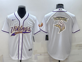 Wholesale Cheap Men\'s Minnesota Vikings White Team Big Logo With Patch Cool Base Stitched Baseball Jersey
