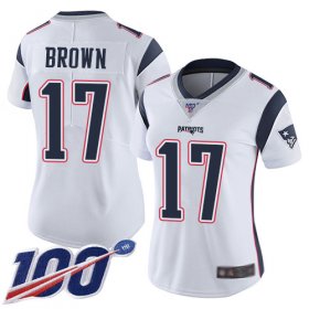 Wholesale Cheap Nike Patriots #17 Antonio Brown White Women\'s Stitched NFL 100th Season Vapor Limited Jersey