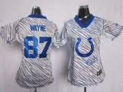 Wholesale Cheap Nike Colts #87 Reggie Wayne Zebra Women's Stitched NFL Elite Jersey