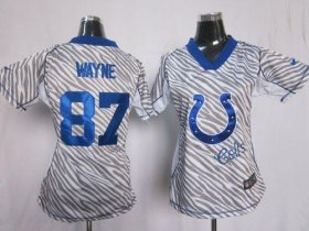 Wholesale Cheap Nike Colts #87 Reggie Wayne Zebra Women\'s Stitched NFL Elite Jersey