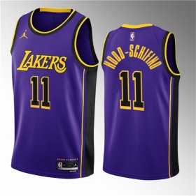 Wholesale Cheap Men\'s Los Angeles Lakers #11 Jalen Hood-Schifino Purple 2023 Draft Statement Edition Stitched Basketball Jersey