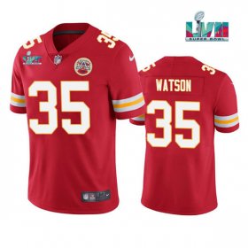 Wholesale Cheap Men\'s Kansas City Chiefs #35 Jaylen Watson Red Super Bowl LVII Patch Vapor Untouchable Limited Stitched Jersey