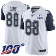 Wholesale Cheap Nike Cowboys #88 CeeDee Lamb White Men's Stitched With Established In 1960 Patch NFL Limited Rush 100th Season Jersey