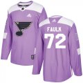 Wholesale Cheap Adidas Blues #72 Justin Faulk Purple Authentic Fights Cancer Stitched NHL Jersey