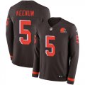 Wholesale Cheap Nike Browns #5 Case Keenum Brown Team Color Men's Stitched NFL Limited Therma Long Sleeve Jersey
