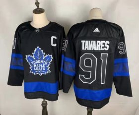 Wholesale Cheap Men\'s Toronto Maple Leafs #91 John Tavares Black X Drew House Inside Out Stitched Jersey