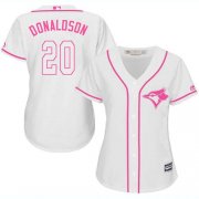 Wholesale Cheap Blue Jays #20 Josh Donaldson White/Pink Fashion Women's Stitched MLB Jersey