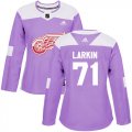 Wholesale Cheap Adidas Red Wings #71 Dylan Larkin Purple Authentic Fights Cancer Women's Stitched NHL Jersey