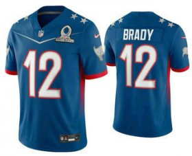 Wholesale Cheap Men\'s Tampa Bay Buccaneers #12 Tom Brady Blue 2022 Pro Bowl Vapor Untouchable Stitched Limited Jersey