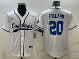 Wholesale Cheap Men's Dallas Cowboys #20 Tony Pollard White With Patch Cool Base Stitched Baseball Jersey