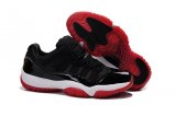 Wholesale Cheap Womens Jordan 11 Bred Low Shoes Black/white-red