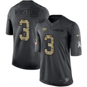 Wholesale Cheap Nike Buccaneers #3 Jameis Winston Black Men's Stitched NFL Limited 2016 Salute to Service Jersey