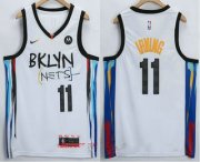 Wholesale Cheap Men's Brooklyn Nets #11 Kyrie Irving NEW White 2021 City Edition Swingman Stitched NBA Jersey With The NEW Sponsor Logo