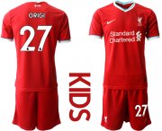 Wholesale Cheap Youth 2020-2021 club Liverpool home 27 red Soccer Jerseys