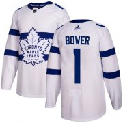 Wholesale Cheap Adidas Maple Leafs #1 Johnny Bower White Authentic 2018 Stadium Series Stitched NHL Jersey