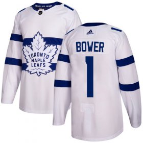 Wholesale Cheap Adidas Maple Leafs #1 Johnny Bower White Authentic 2018 Stadium Series Stitched NHL Jersey