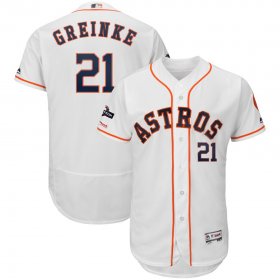 Wholesale Cheap Houston Astros #21 Zack Greinke Majestic 2019 Postseason Authentic Flex Base Player Jersey White