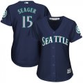 Wholesale Cheap Mariners #15 Kyle Seager Navy Blue Alternate Women's Stitched MLB Jersey