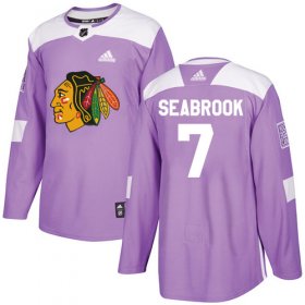 Wholesale Cheap Adidas Blackhawks #7 Brent Seabrook Purple Authentic Fights Cancer Stitched Youth NHL Jersey