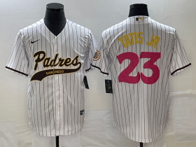 Wholesale Cheap Men\'s San Diego Padres #23 Fernando Tatis Jr White NEW 2023 City Connect Cool Base Stitched Jersey