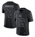 Wholesale Cheap Men's Green Bay Packers #12 Aaron Rodgers Black Reflective Limited Stitched Football Jersey