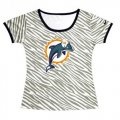 Wholesale Cheap Women's Miami Dolphins Sideline Legend Authentic Logo Zebra Stripes T-Shirt