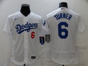 Wholesale Cheap Men's Los Angeles Dodgers #6 Trea Turner White Stitched MLB Flex Base Nike Jersey