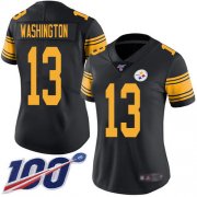 Wholesale Cheap Nike Steelers #13 James Washington Black Women's Stitched NFL Limited Rush 100th Season Jersey