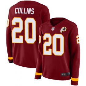 Wholesale Cheap Nike Redskins #20 Landon Collins Burgundy Red Team Color Women\'s Stitched NFL Limited Therma Long Sleeve Jersey