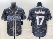 Cheap Men's Los Angeles Dodgers #17 Shohei Ohtani Gray Camo Cool Base With Patch Stitched Jersey