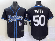 Wholesale Cheap Men's Los Angeles Dodgers #50 Mookie Betts Black With Patch Cool Base Stitched Baseball Jersey1