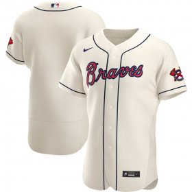 Wholesale Cheap Atlanta Braves Men\'s Nike Cream Alternate 2020 Authentic Official MLB Team Jersey
