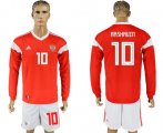 Wholesale Cheap Russia #10 Arshavin Red Home Long Sleeves Soccer Country Jersey