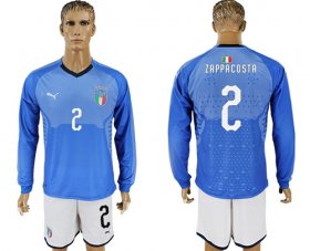Wholesale Cheap Italy #2 Zappacosta Blue Home Long Sleeves Soccer Country Jersey