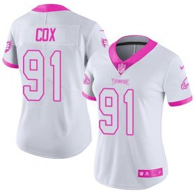 Wholesale Cheap Nike Eagles #91 Fletcher Cox White/Pink Women\'s Stitched NFL Limited Rush Fashion Jersey