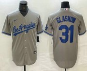 Cheap Mens Los Angeles Dodgers #31 Tyler Glasnow Grey Stitched Cool Base Nike Jersey