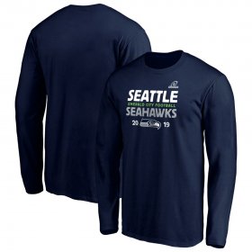 Wholesale Cheap Seattle Seahawks 2019 NFL Playoffs Bound Hometown Checkdown Long Sleeve T-Shirt College Navy
