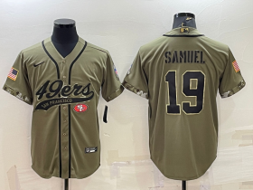 Wholesale Cheap Men\'s San Francisco 49ers #19 Deebo Samuel 2022 Olive Salute to Service Cool Base Stitched Baseball Jersey