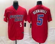 Cheap Men's Puerto Rico Baseball #5 Enrique Hernandez Number 2023 Red World Classic Stitched Jerseys