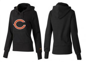 Wholesale Cheap Women\'s Chicago Bears Logo Pullover Hoodie Black