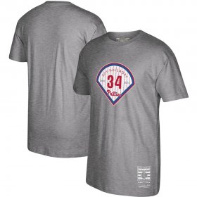 Wholesale Cheap Philadelphia Phillies #34 Roy Halladay Mitchell & Ness 2019 Hall of Fame Graphic T-Shirt Gray