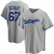 Wholesale Men's Los Angeles Dodgers #67 Vin Scully Grey With Los Stitched MLB Cool Base Nike Jersey