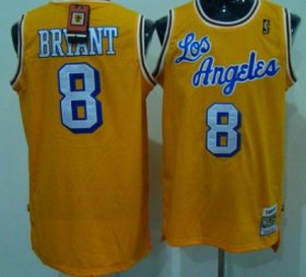 Wholesale Cheap Los Angeles Lakers #8 Kobe Bryant Los Yellow Swingman Throwback Jersey