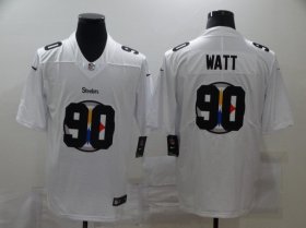 Wholesale Cheap Men\'s Pittsburgh Steelers #90 T. J. Watt White 2020 Shadow Logo Vapor Untouchable Stitched NFL Nike Limited Jersey