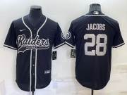 Wholesale Men's Las Vegas Raiders #28 Josh Jacobs Black Stitched MLB Cool Base Nike Baseball Jersey
