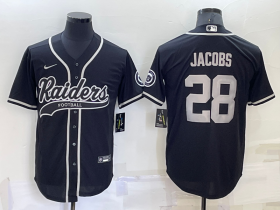 Wholesale Men\'s Las Vegas Raiders #28 Josh Jacobs Black Stitched MLB Cool Base Nike Baseball Jersey